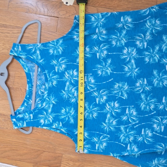ST. JOHN'S BAY WOMEN'S BLUE PALM TREES TROPICAL TANK TOP PLUS SIZE XXL - Picture 6 of 10